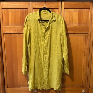 CP Shades Linen Button Down Tunic Maxi Dress
